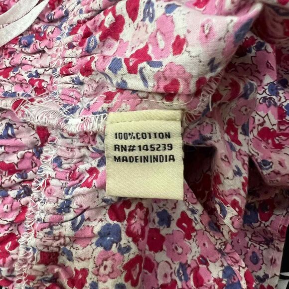 Sim and Sam pink top strap V neckline smocked floral blouse size XL boho baddie - Picture 12 of 12